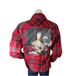 Mens Off-White Main Label Men L 2013 Virgil Abloh Red Plaid Long Sleeve